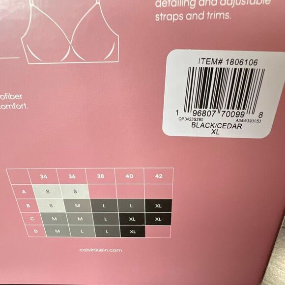 CALVIN KLEIN Bras 2-Pack XL Lightly Lined Wireless Microfiber Black Nude NWT - Picture 6 of 8